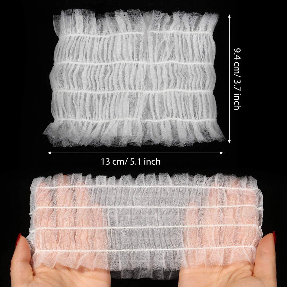 100 Pieces Disposable Spa Headbands Soft Non-Woven Facial Hair Band Elastic Skin Care Yoga Makeup Sauna Washing Face Supplies