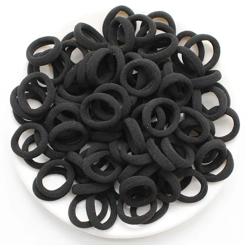100pcs/lot Kids Color Scrunchies 20mm Non-damaging Headbands Girls Tie High Ponytail Hair Accessories High Elastic Rubber Bands