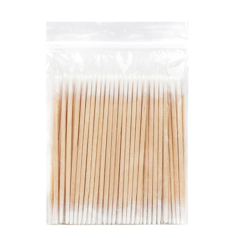 100/300Pcs Disposable Ultra-small Cotton Swab Brush Lint Free Micro Wood Makeup Brushes Eyelash Extension Glue Removing Tools