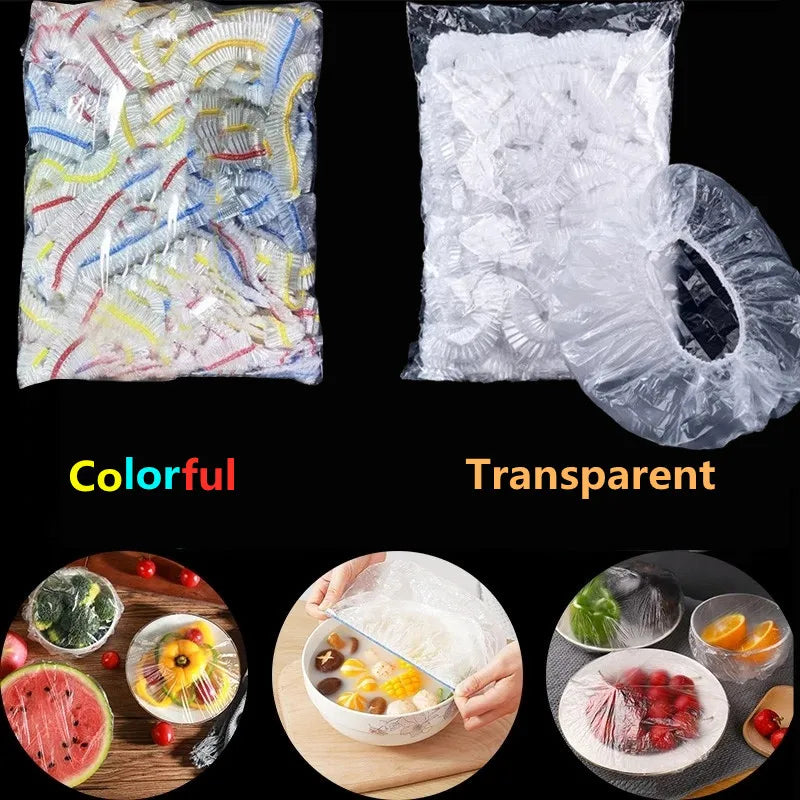 20/50/100pcs Saran Wrap Colorful Disposable Food Cover Food Grade Fresh-keeping Plastic Bag Kitchen Refrigerator Accessories