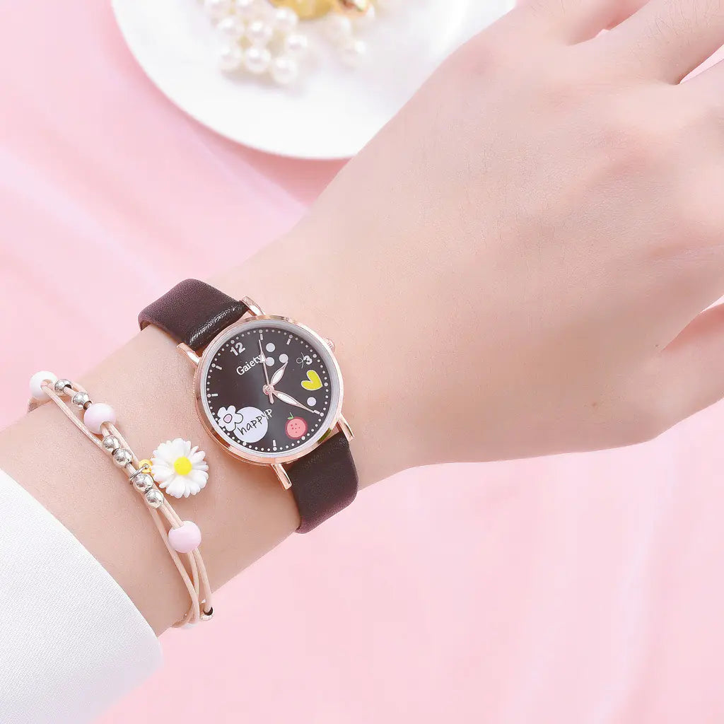 Gaiety New Women's PU Watch and Bracelet Set