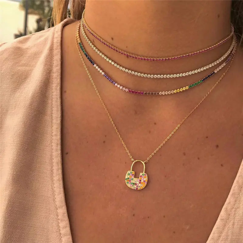 Personalized Simple Single Row Diamond Necklace