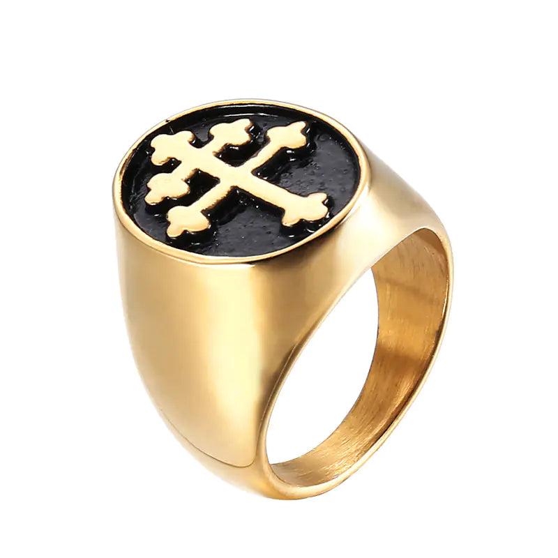 Stainless Steel Cross Pattern Ring