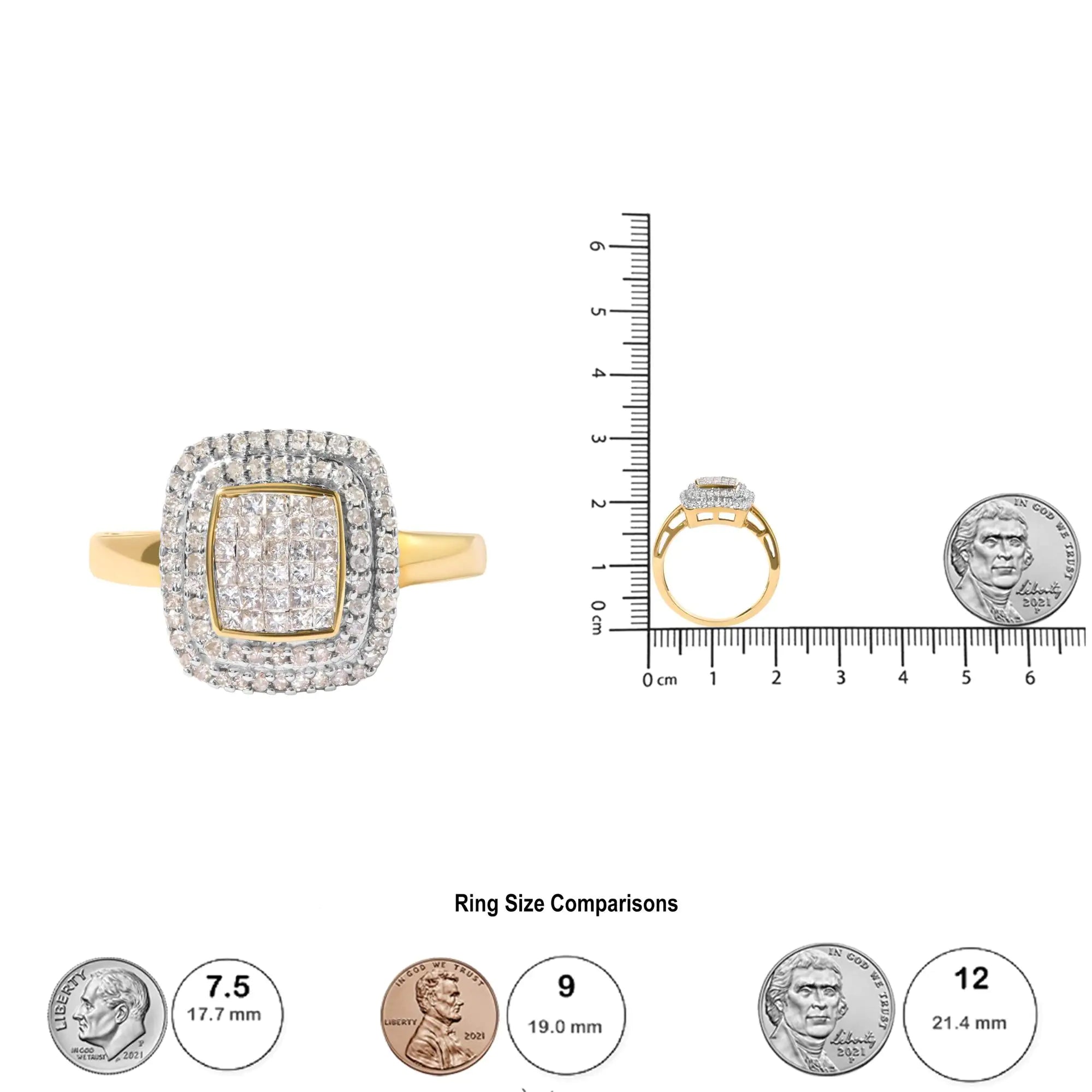 10K Yellow Gold Radiant Diamond Halo Ring