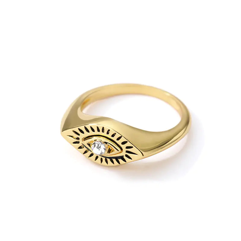 Minimalist Devil Eye Rings for Couples with Stars & Moon