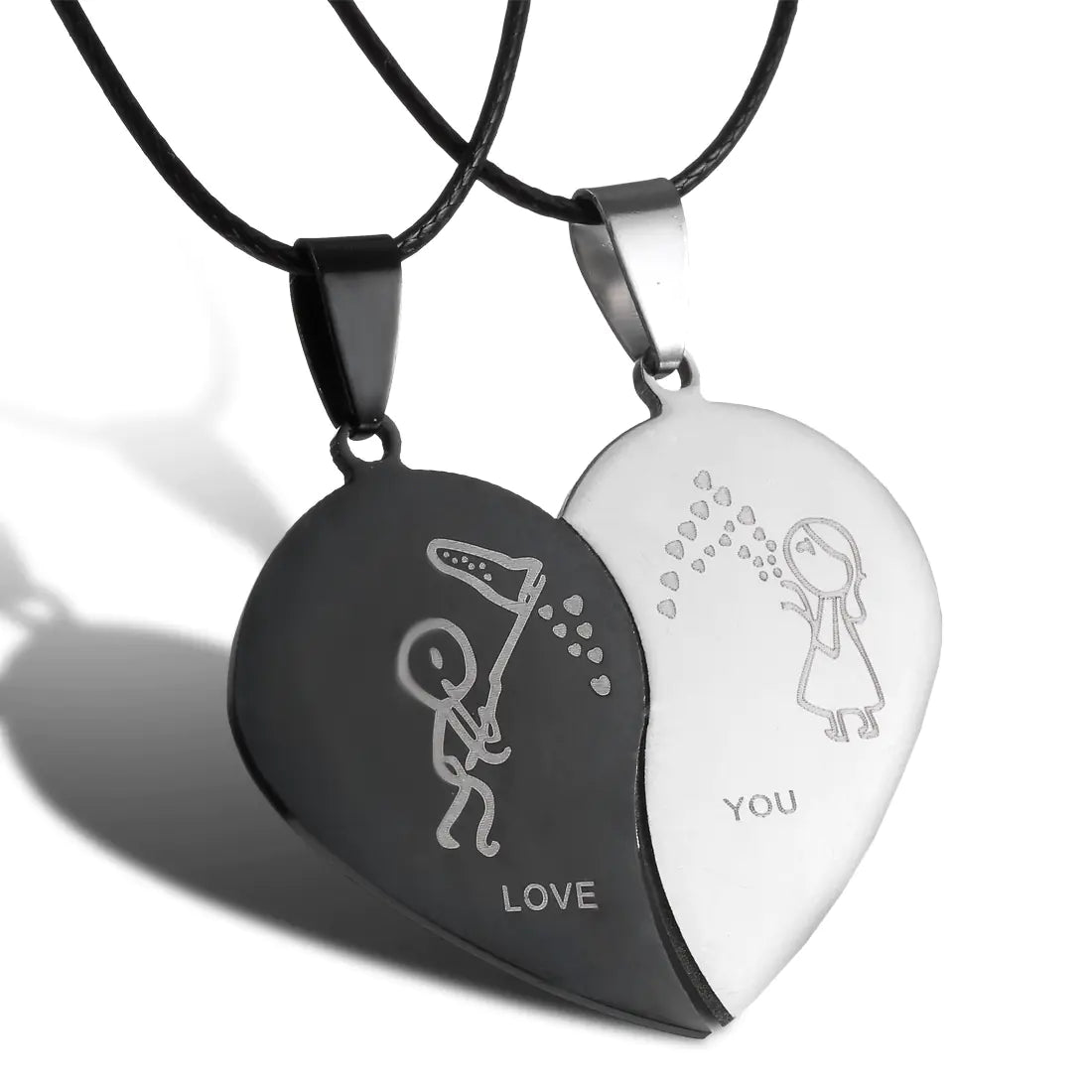 Minimalist Stainless Steel Cat Pendant Couple Necklace