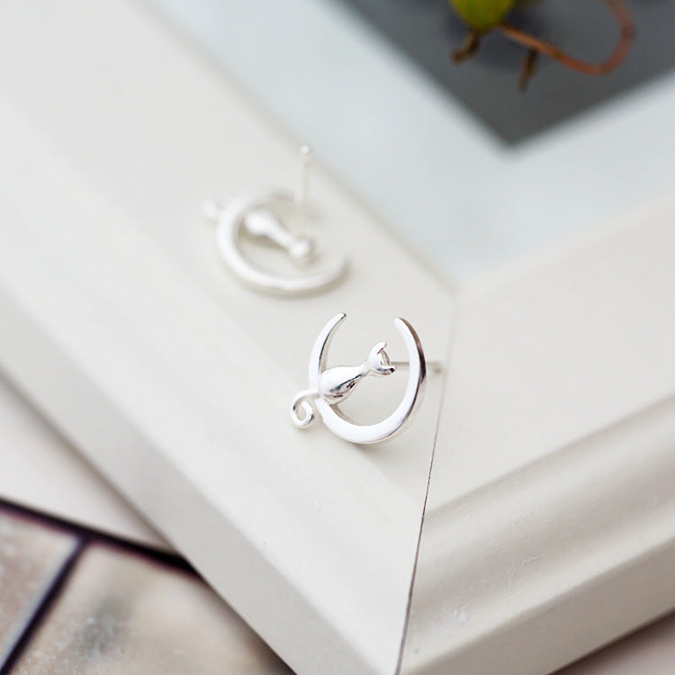 Cat Ear Studs and Moon Earrings - Trendy Accessories