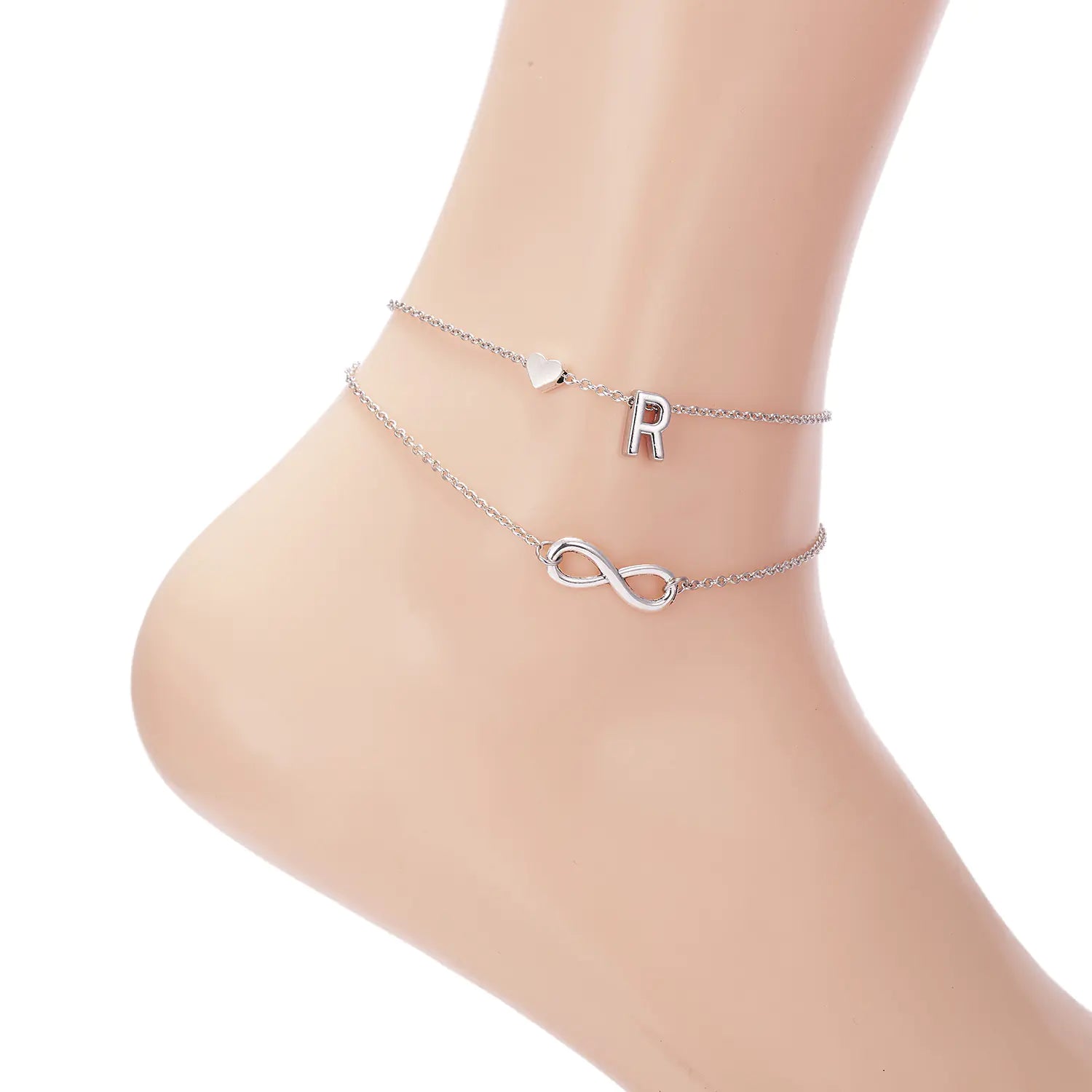Trendy Double Layer Letter & Heart Beach Anklet