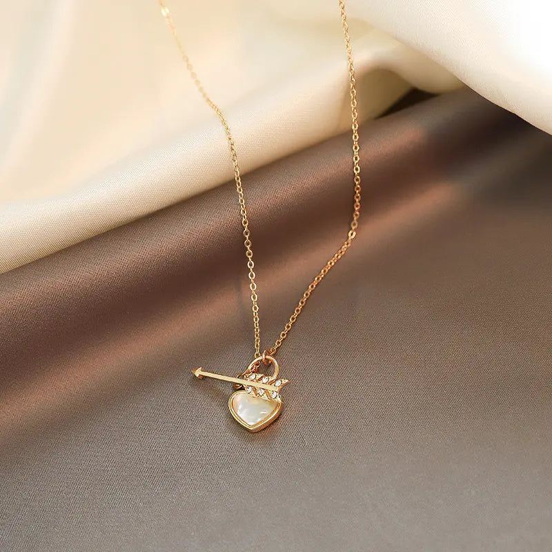 Chic Heart Arrow Necklace for Women - Minimalist Design