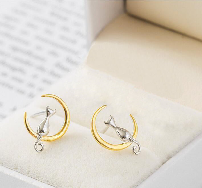 Cat Ear Studs and Moon Earrings - Trendy Accessories