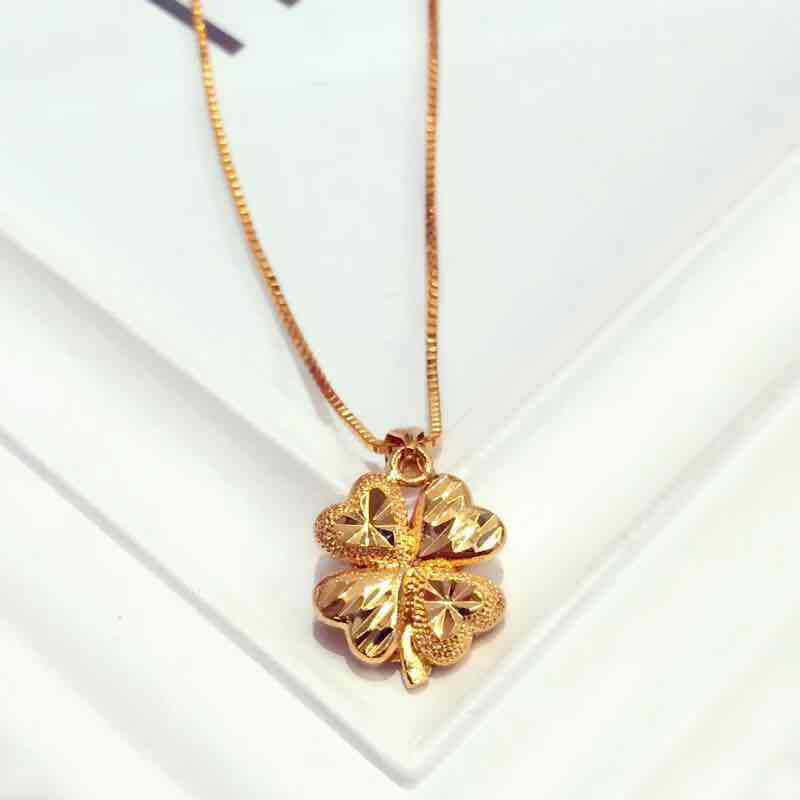 Gold-Plated Four-Leaf Clover Pendant Necklace