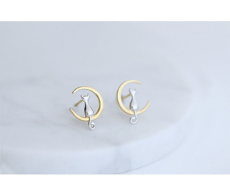 Cat Ear Studs and Moon Earrings - Trendy Accessories