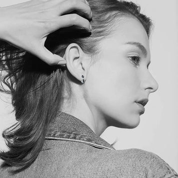 Copper Round Line Zircon Ear Clip Earrings – Black Micro-Inlaid Design