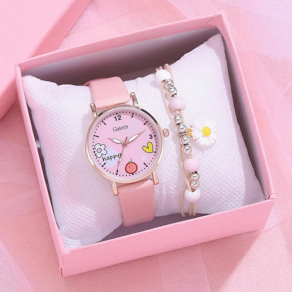 Gaiety New Women's PU Watch and Bracelet Set