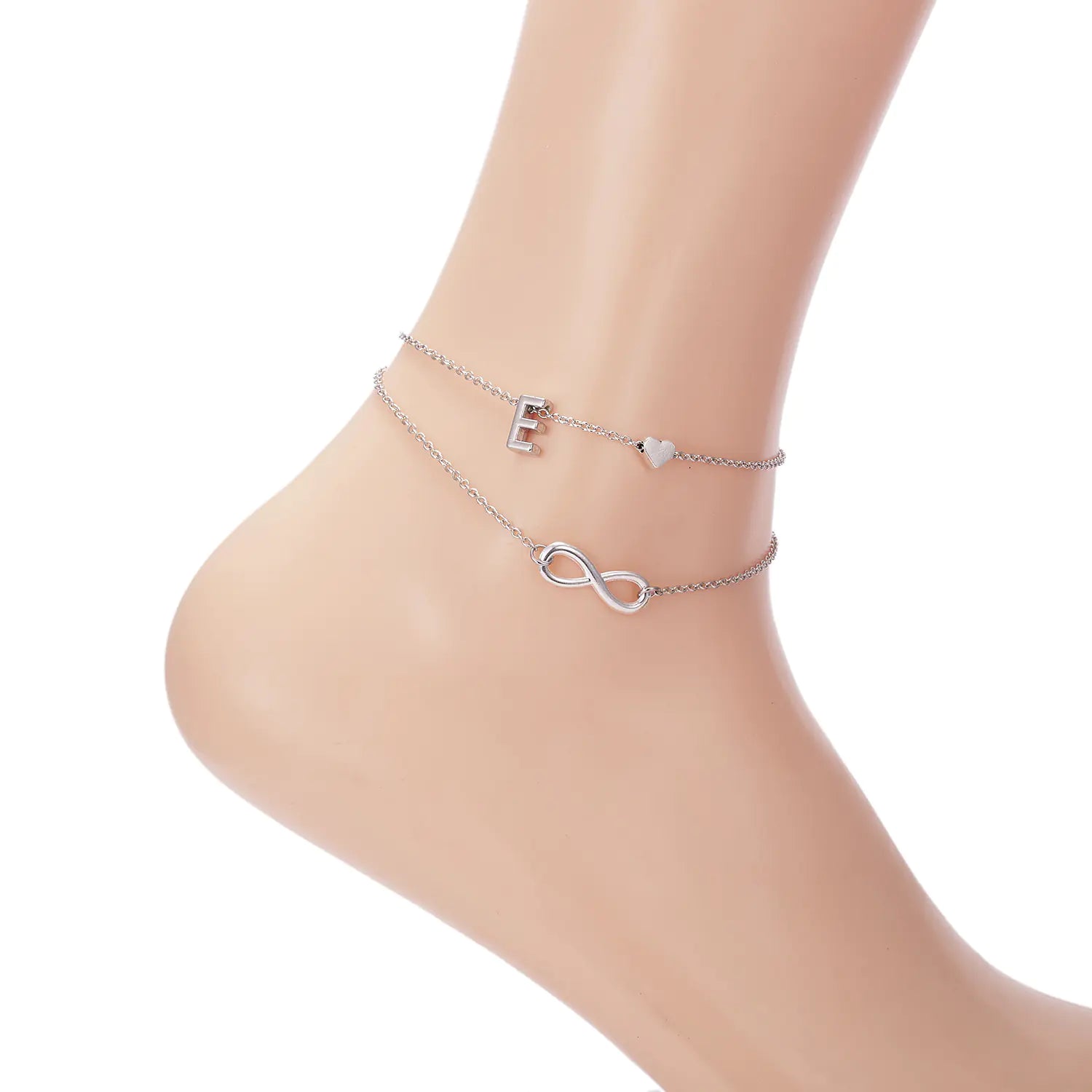 Trendy Double Layer Letter & Heart Beach Anklet