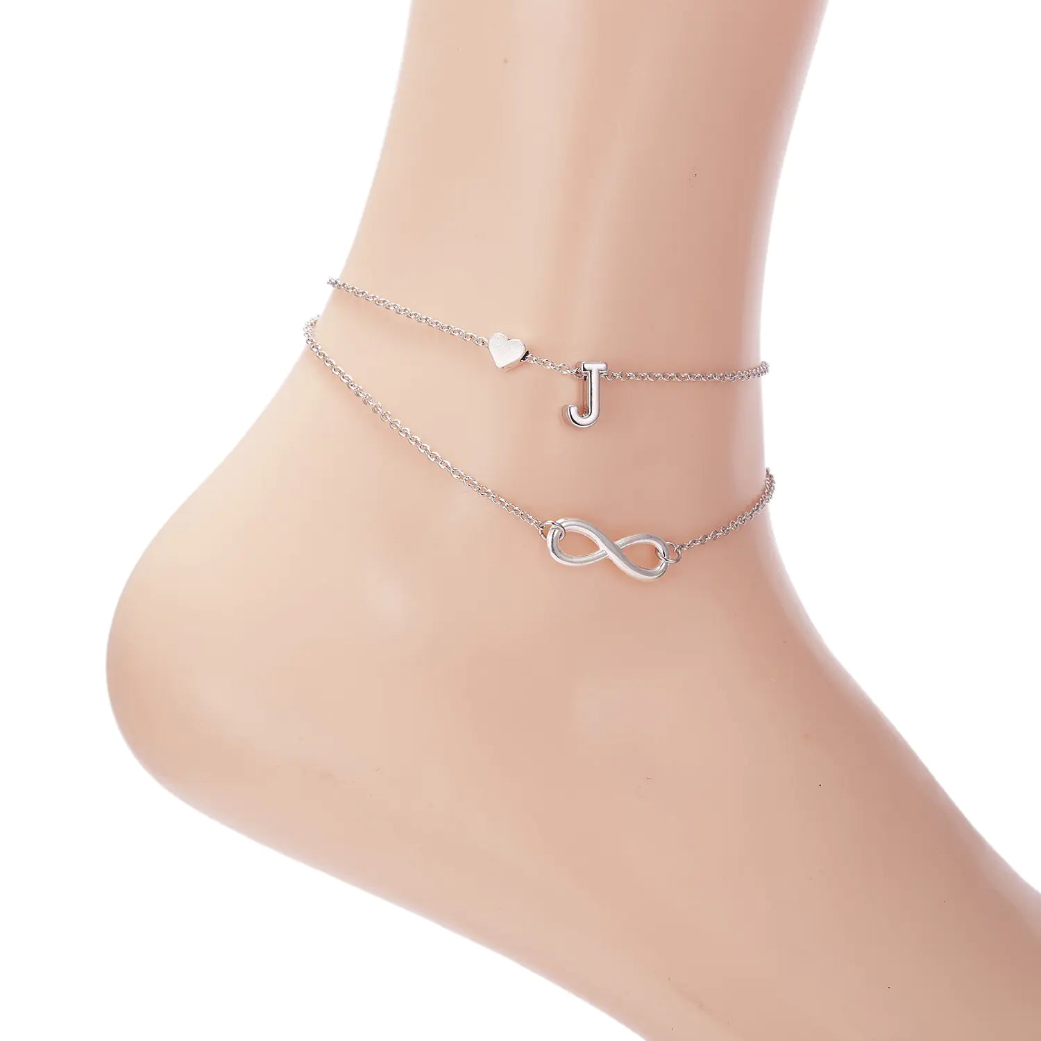 Trendy Double Layer Letter & Heart Beach Anklet