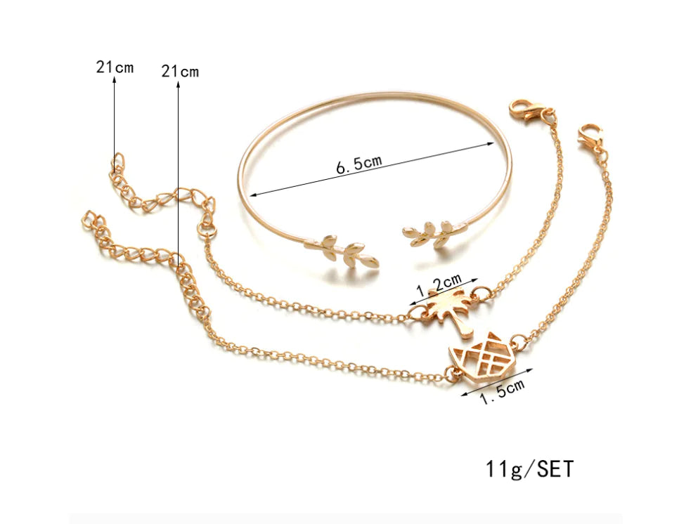 Heartbeat Infinity Symbol Bracelet Set with Rhinestones