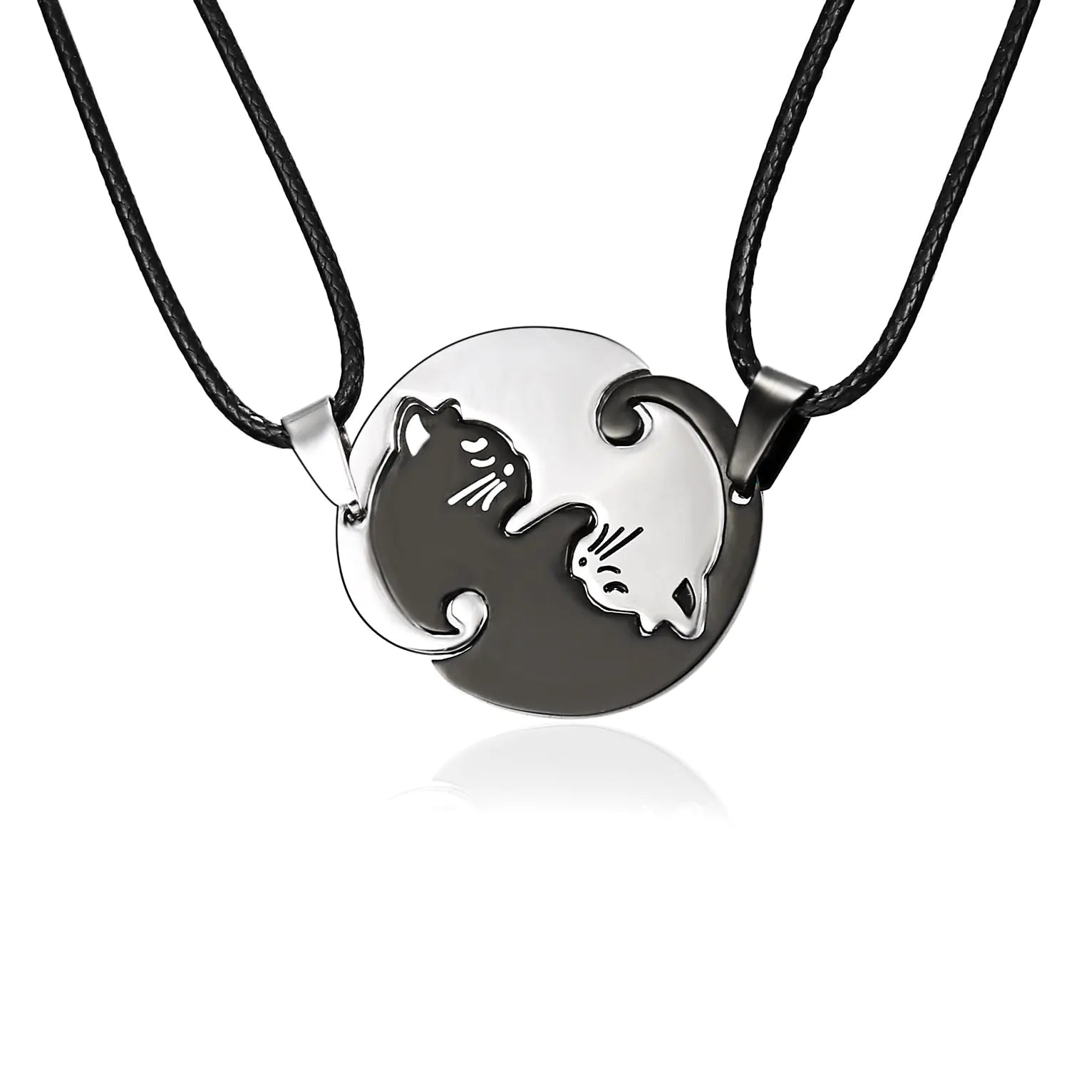 Minimalist Stainless Steel Cat Pendant Couple Necklace