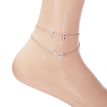 Trendy Double Layer Letter & Heart Beach Anklet