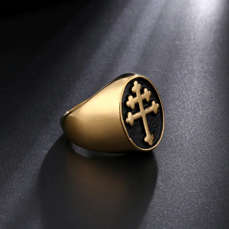 Stainless Steel Cross Pattern Ring