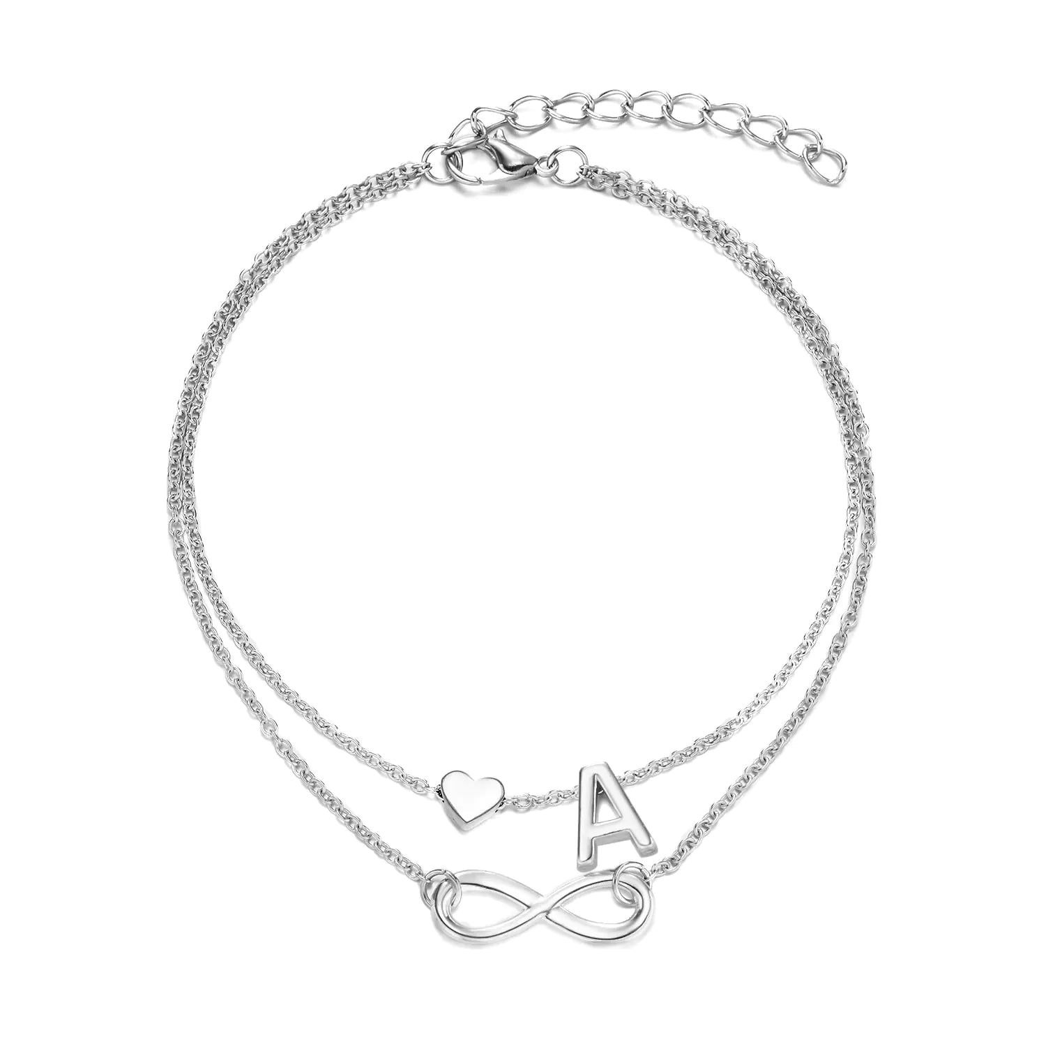 Trendy Double Layer Letter & Heart Beach Anklet