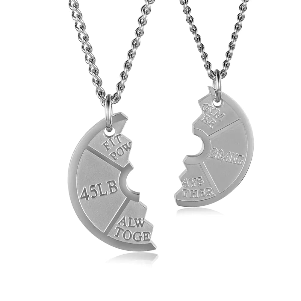 Couples Dumbbell Pendant Necklace - Fitness Jewelry