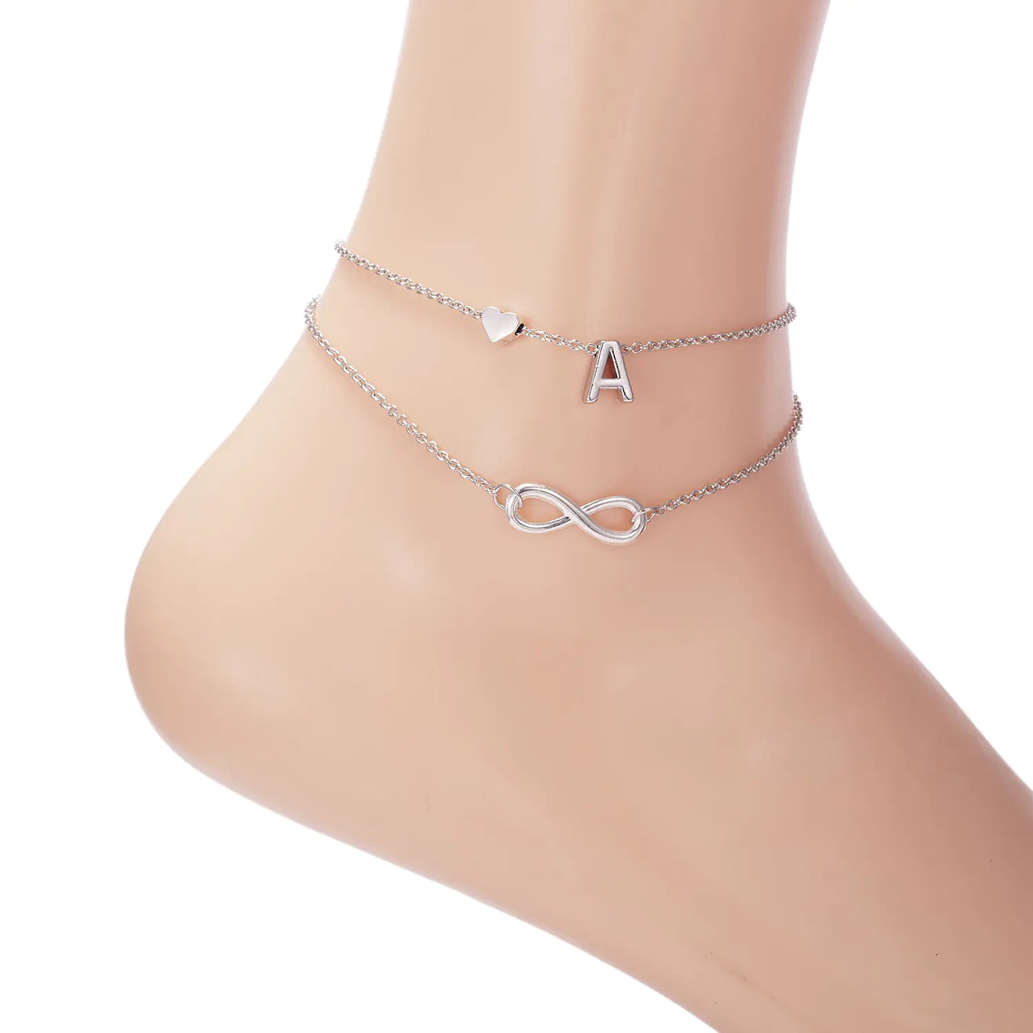 Trendy Double Layer Letter & Heart Beach Anklet