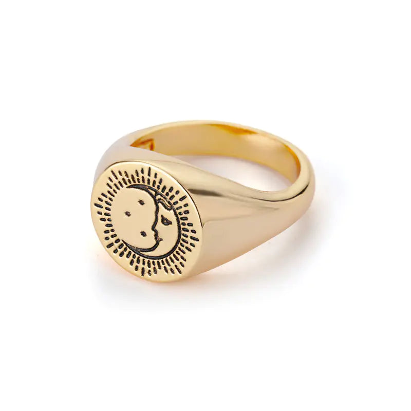 Minimalist Devil Eye Rings for Couples with Stars & Moon