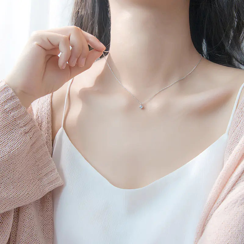 S925 Silver Simple Diamond Clavicle Necklace for Women