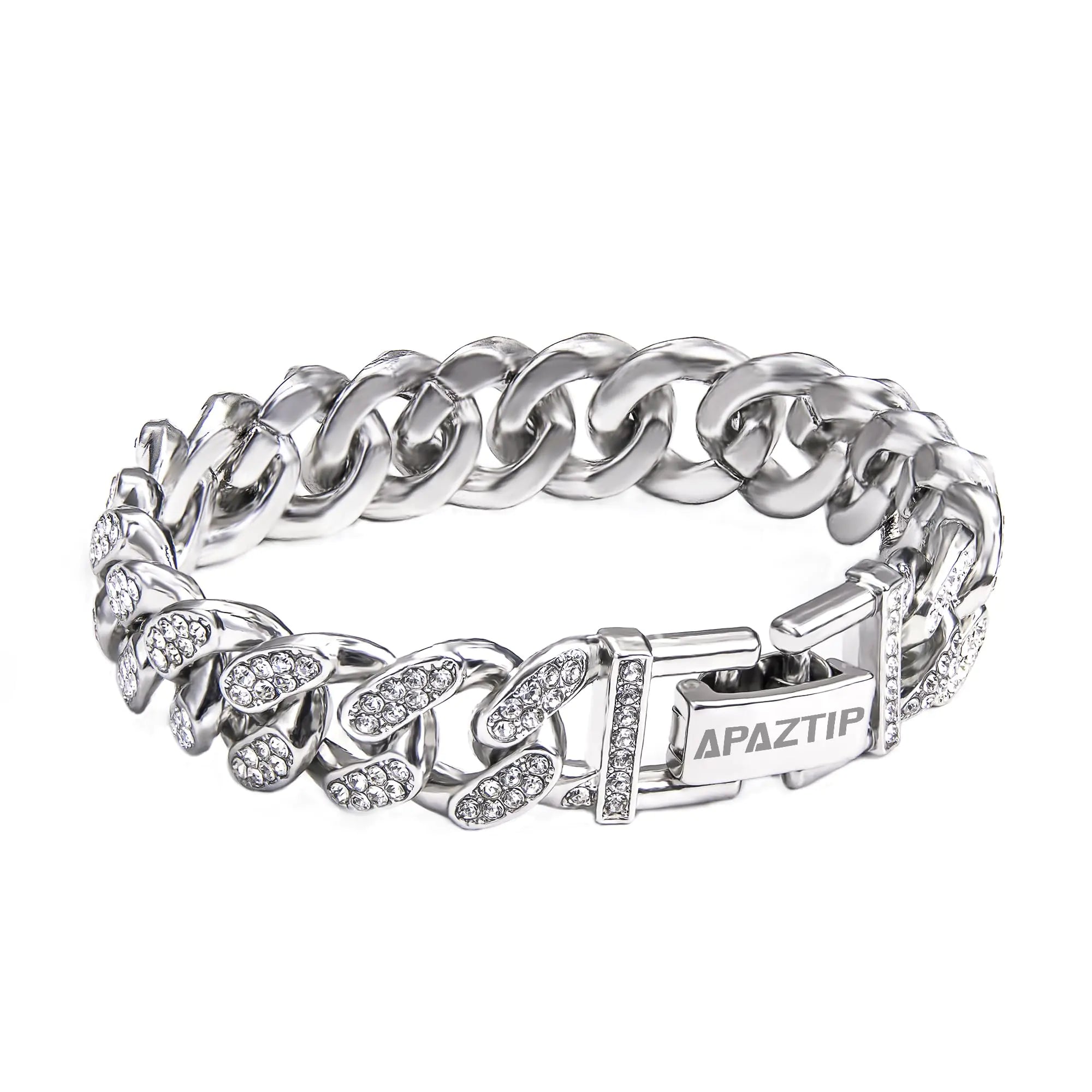 GlamSteel 12mm Iced Cuban Bracelet for Men