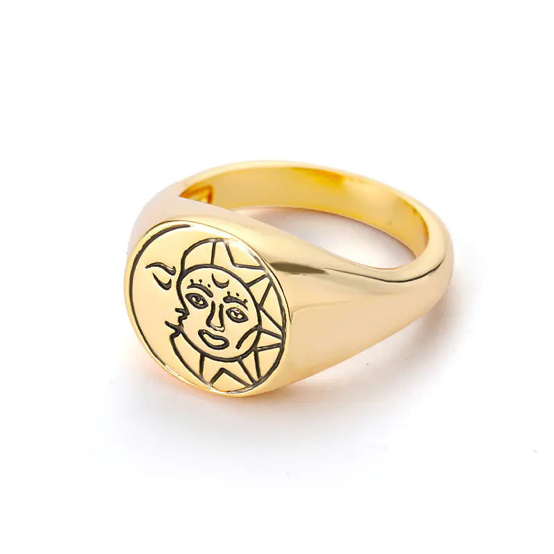 Minimalist Devil Eye Rings for Couples with Stars & Moon