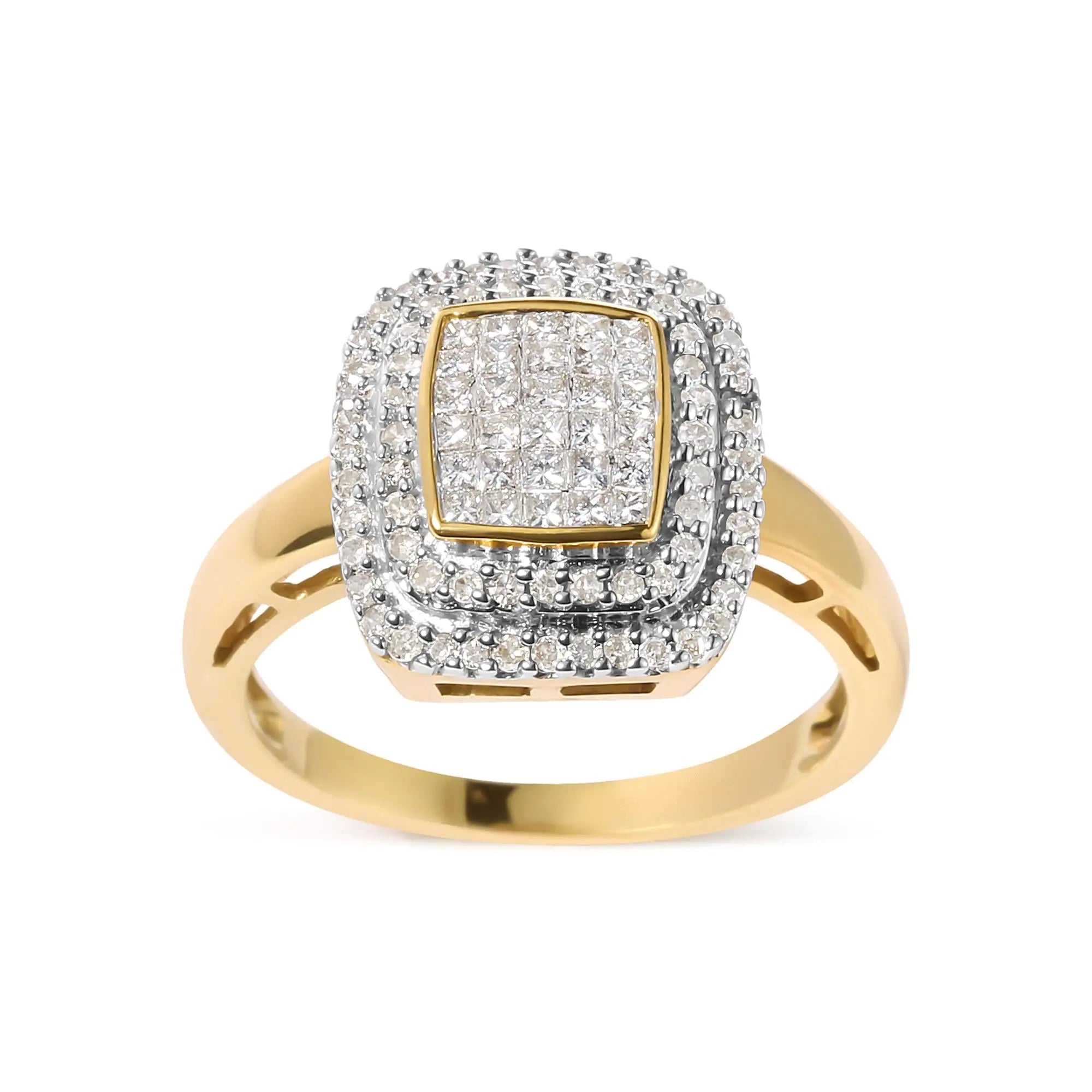 10K Yellow Gold Radiant Diamond Halo Ring
