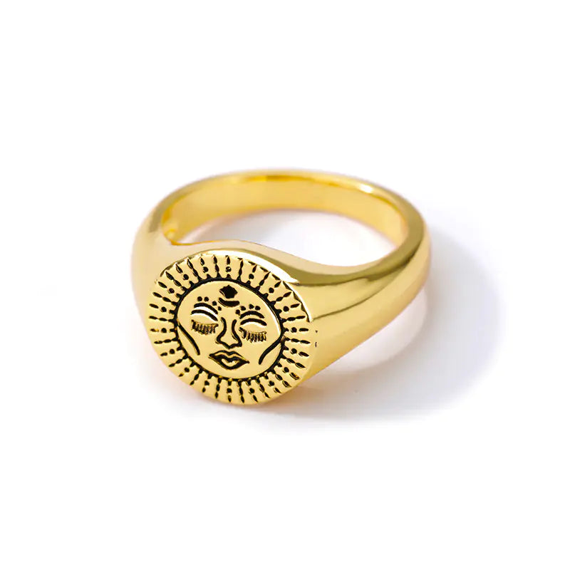 Minimalist Devil Eye Rings for Couples with Stars & Moon